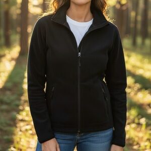 Eddie Bauer Polartec Wind Pro Fleece Jacket - Black Full Zip Technical Layer